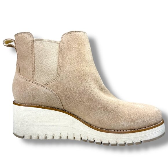 Cole Haan ZeroGrand Suede City Wedge Boots Beige Size 8 Casual Minimalist - Picture 2 of 13